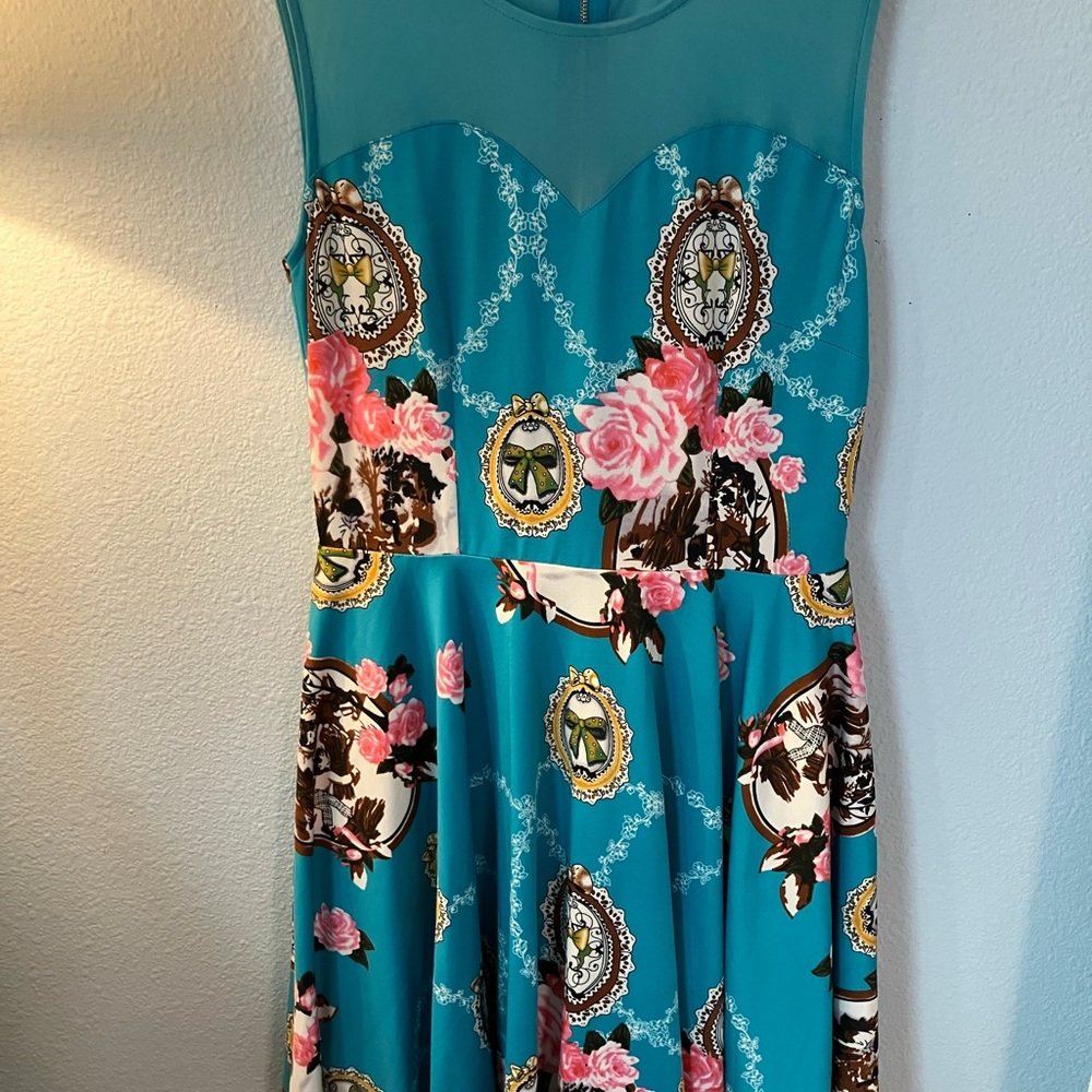 La Reyna Fit and Flare Midi with Sheer Sweatheart Cut